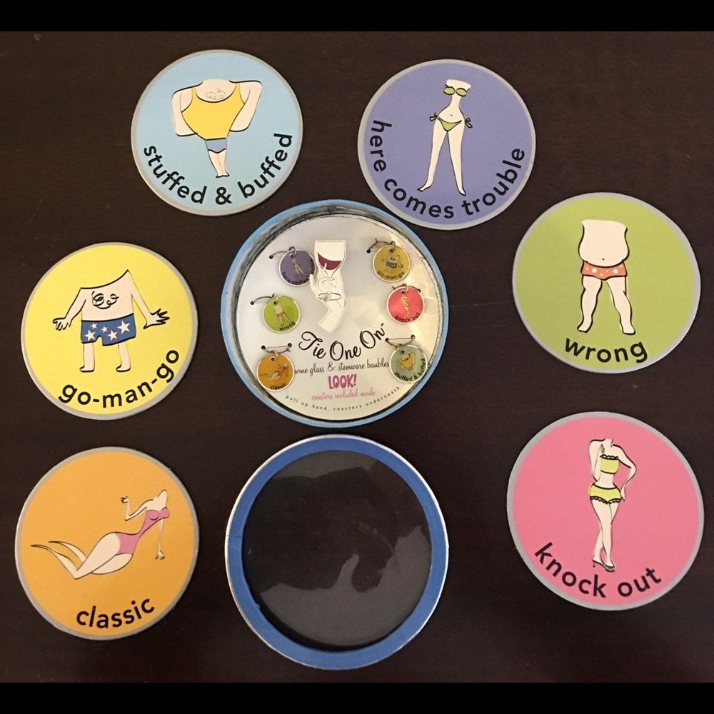 Super Cute Wine Glass INDICATOR Baubles/Coasters (i)